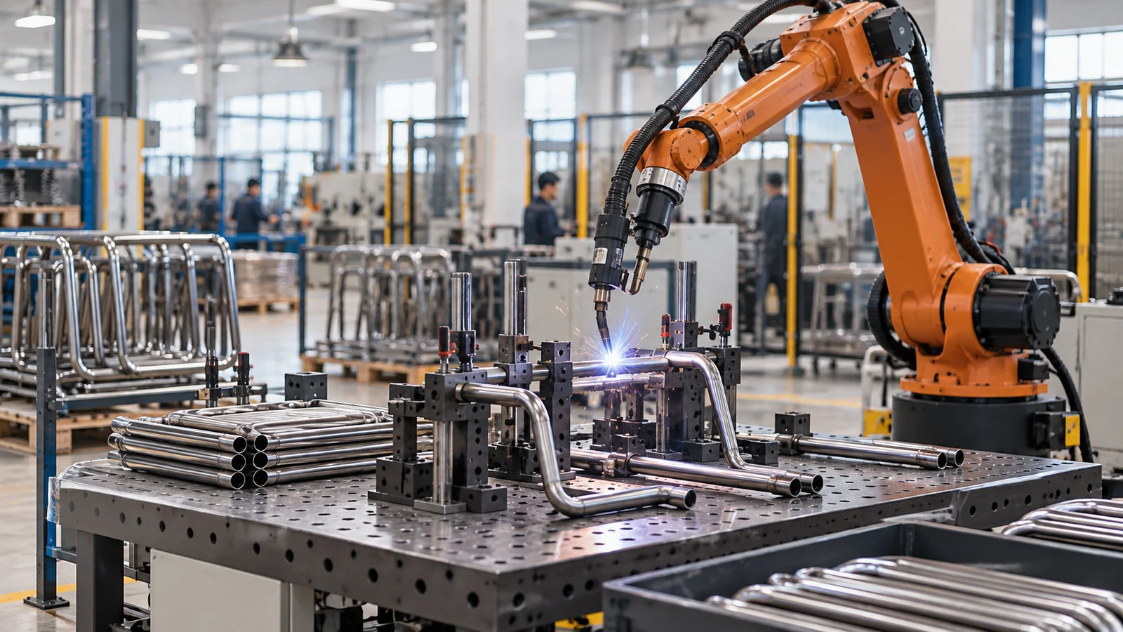Robot welding separate steel-tube furniture components